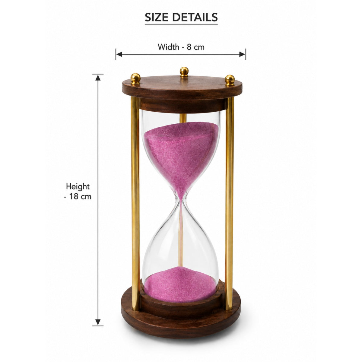 Sthula's Wooden Hourglass Sand Timer with Pink Sand