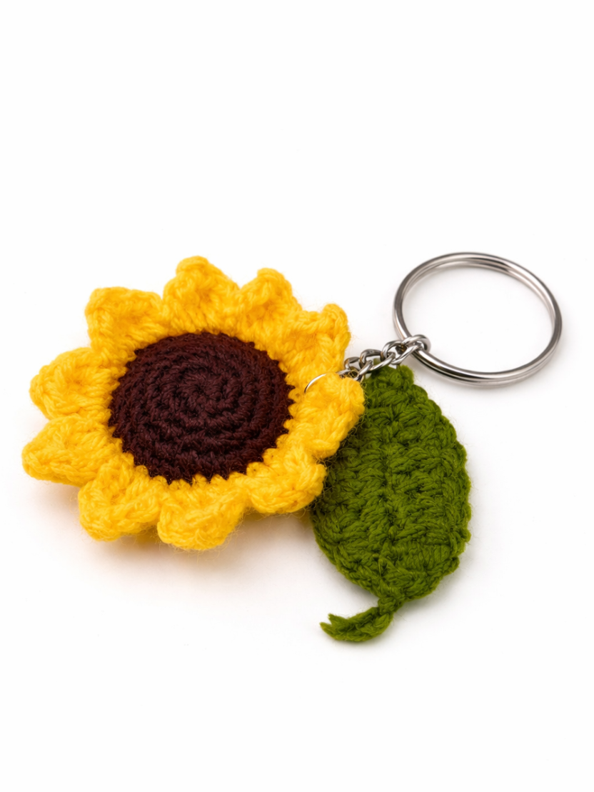 Sthula's Handmade Crochet Sunflower Wool Keychain