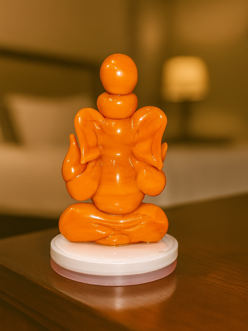 Sthula's Handcrafted Orange Lord Ganesha Idol Showpiece