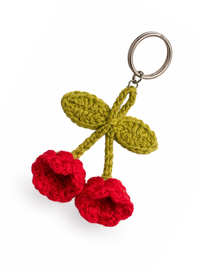 Sthula's Handmade Red Flower Wool Keychain