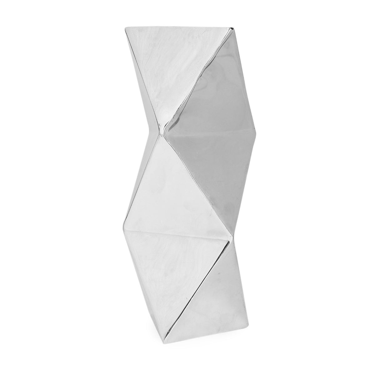 Sthula's Geometric Metal Decorative Vase – Silver Modern Table Showpiece