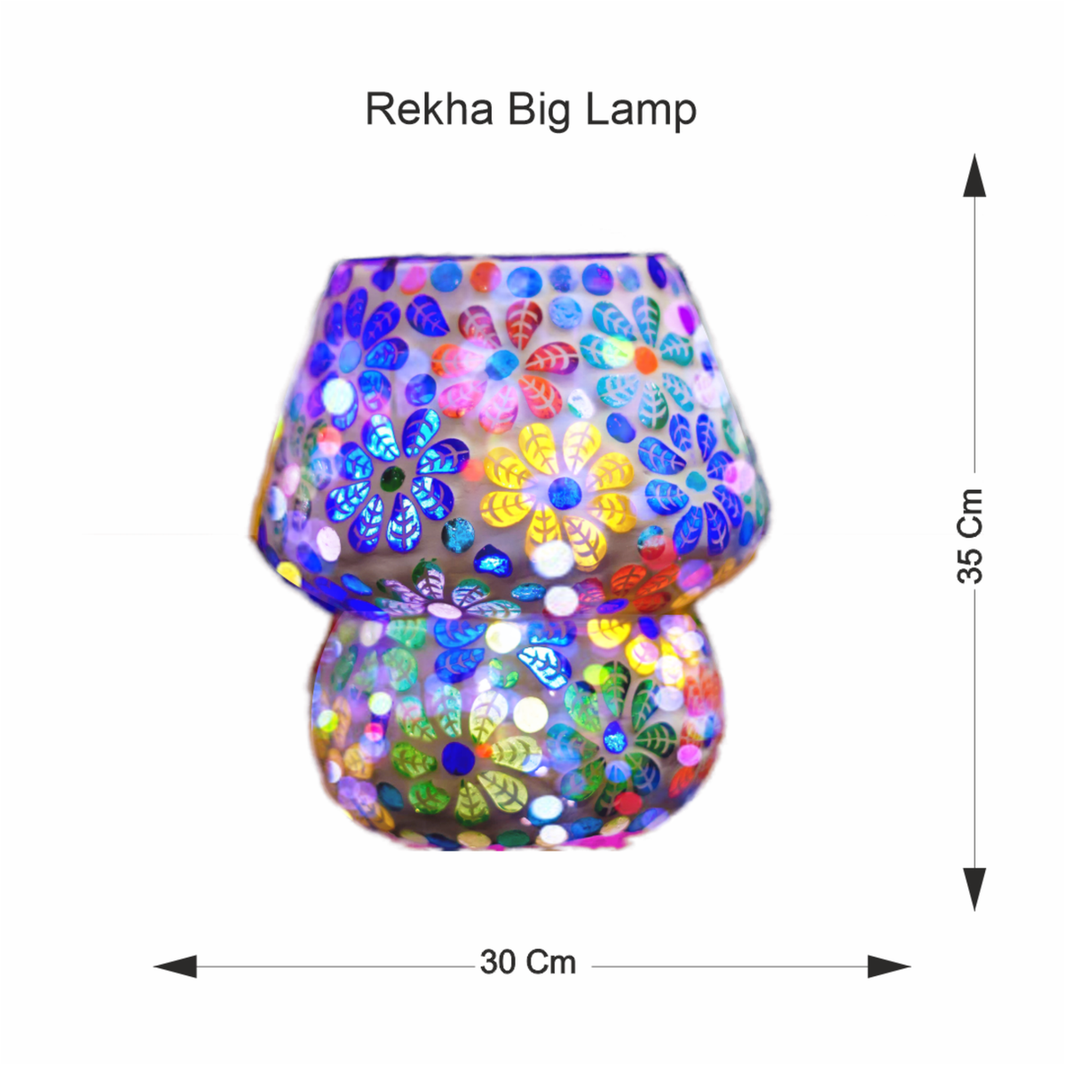 Sthula's Mosaic Floral Table Lamp – Multicolor, Glass