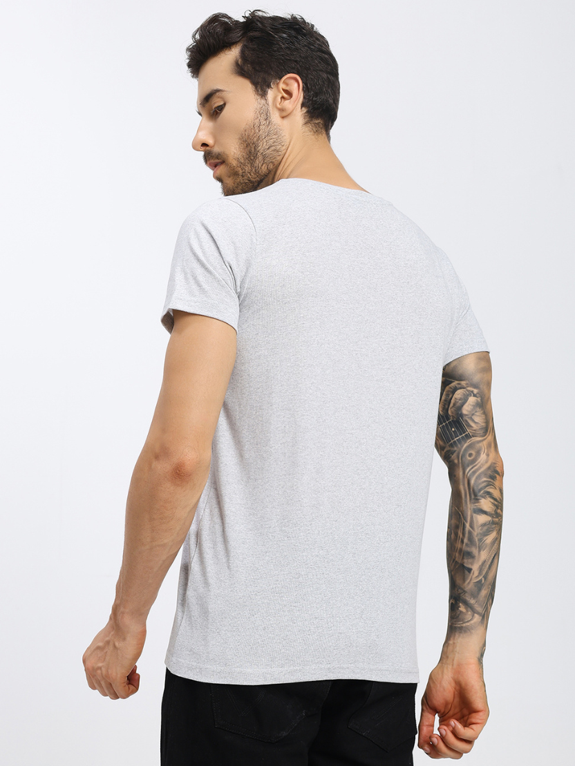 Sthula's Men Grey Cotton T-Shirt