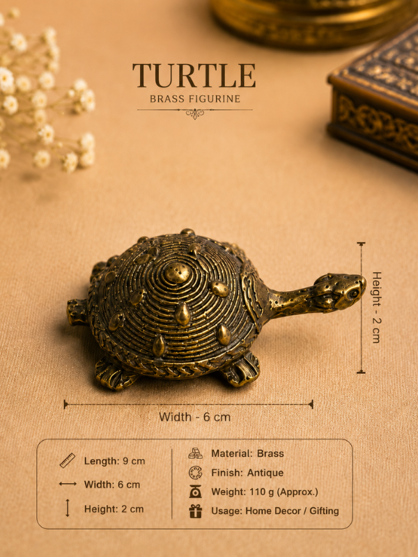 Sthula's Handmade Antique Brass Turtle Figurine