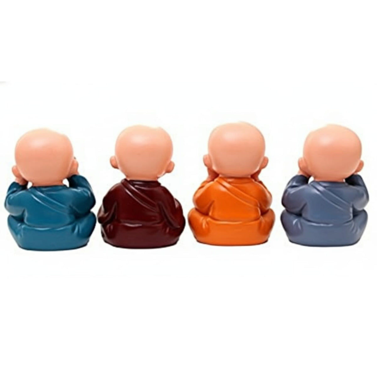 Sthula's Four Wise Monks Decorative Showpiece Set – Multicolor Monk Figurines