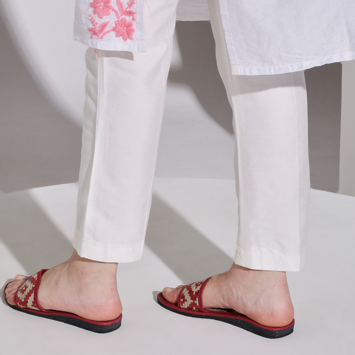 Sthula's Women’s Woven Strap Flat Slippers – Red, Synthetic