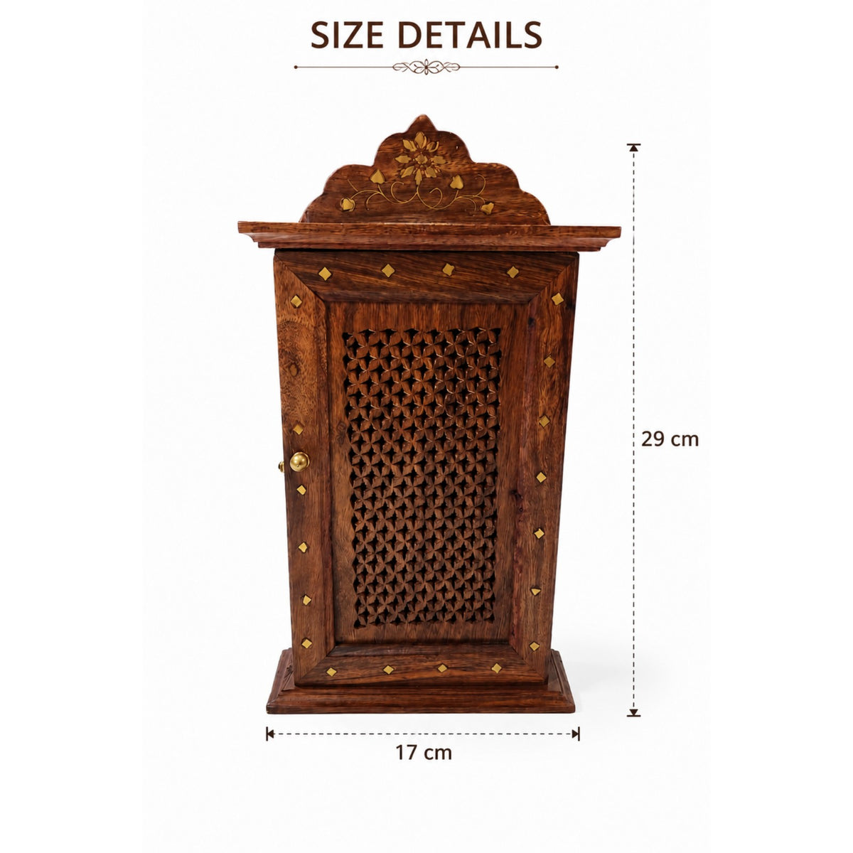 Sthula's Handmade Wooden Brown Wall Mounted Key Holder With Cabinet