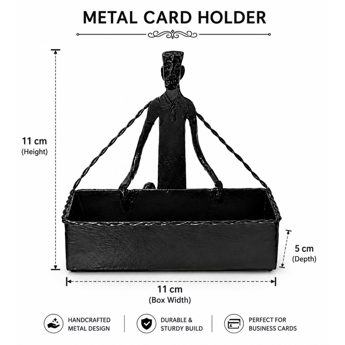 Sthula's Handmade Black Metal Business Card Holder