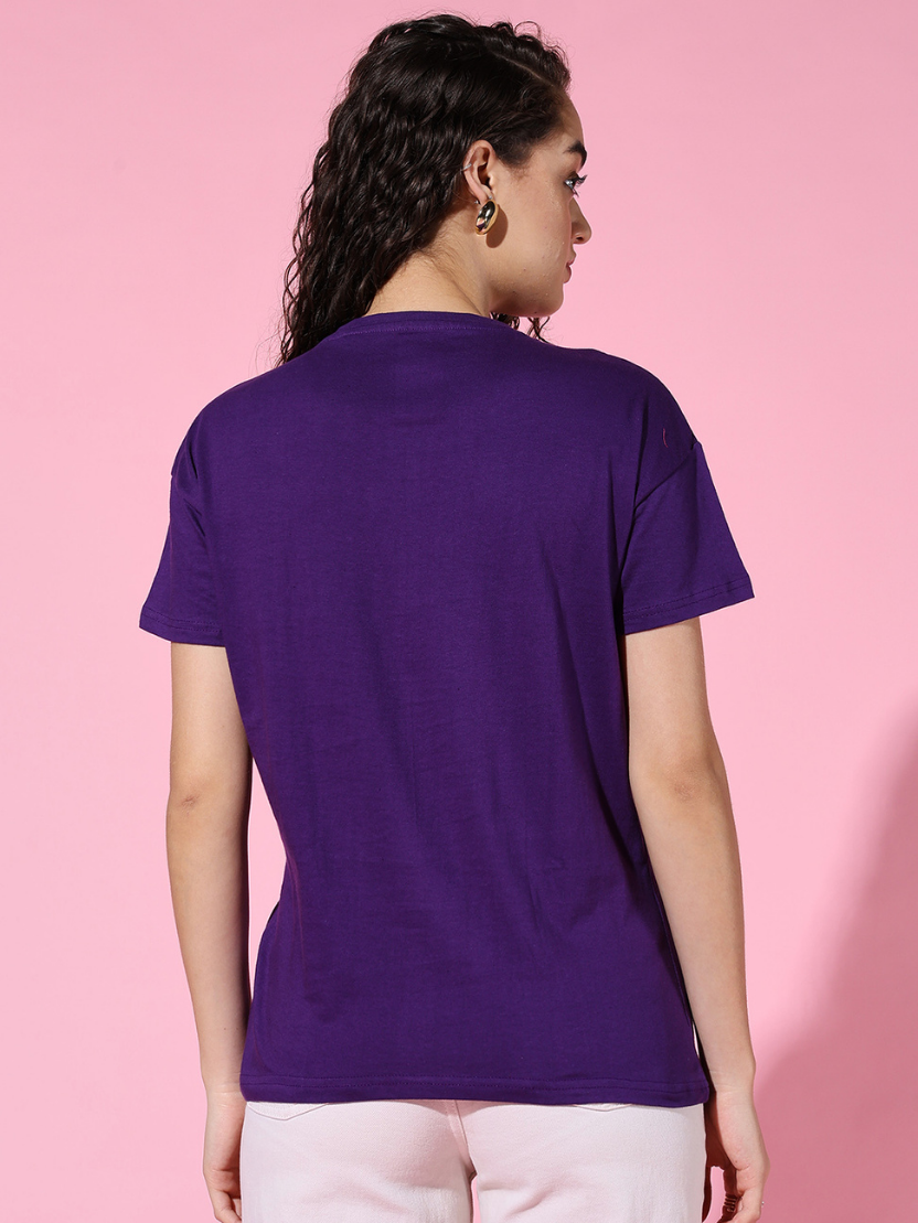 Sthula's Women Purple Cotton T-Shirt