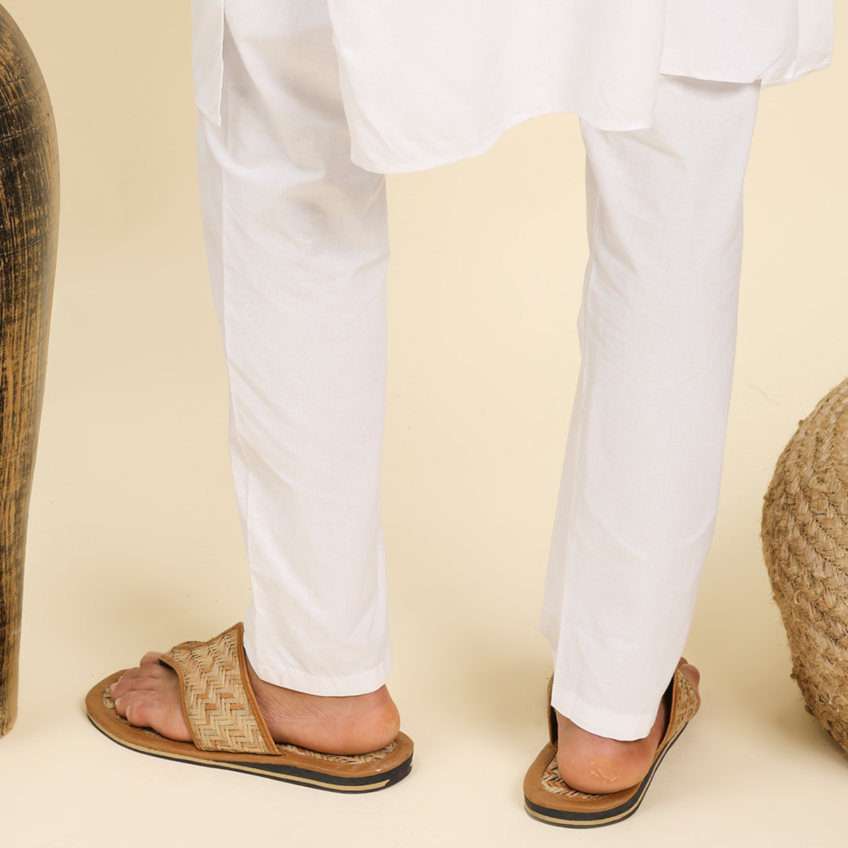 Sthula's Men’s Woven Pattern Flat Sandals – Tan, Synthetic & Woven Material