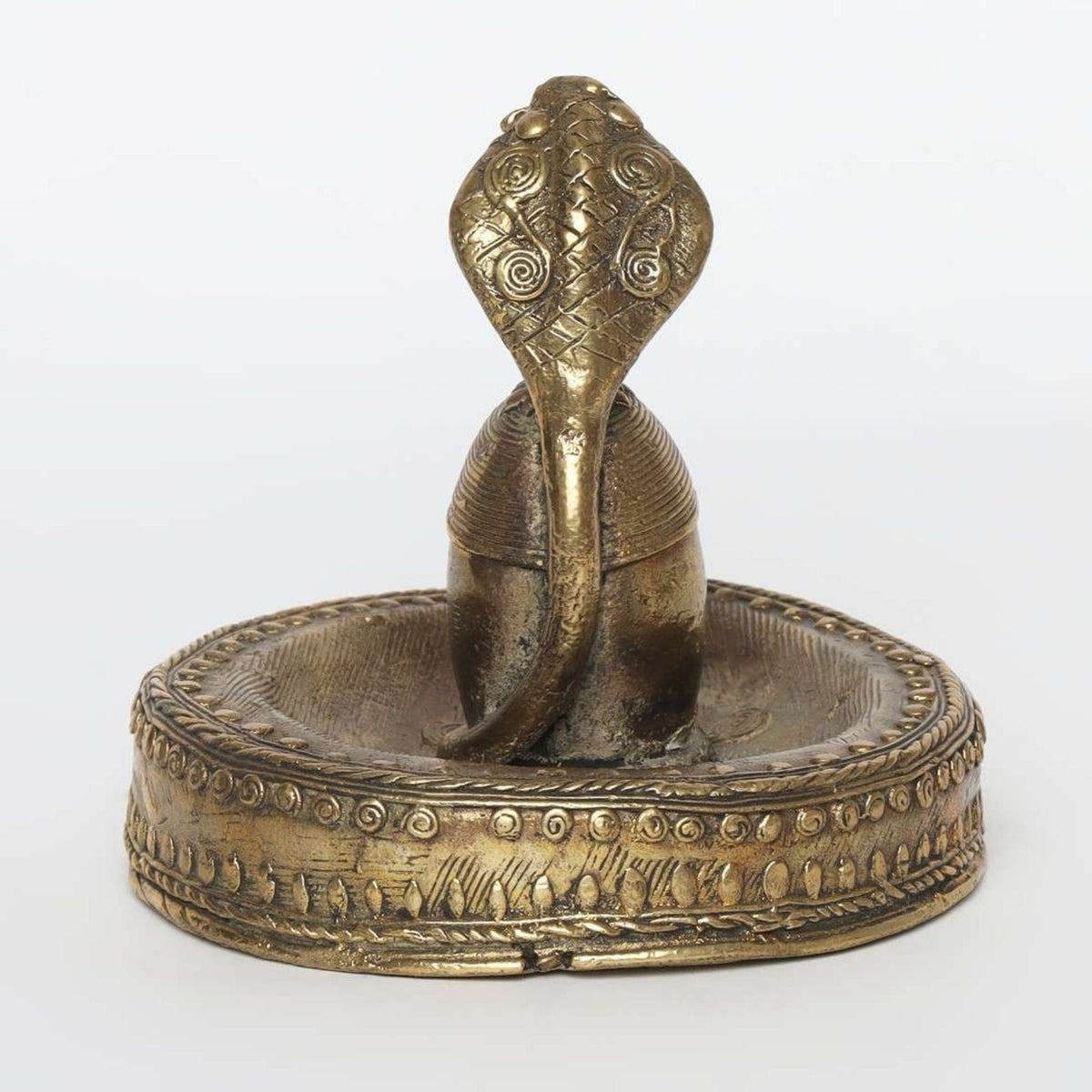 Sthula's Antique Brass Shiva Lingam Naga Showpiece