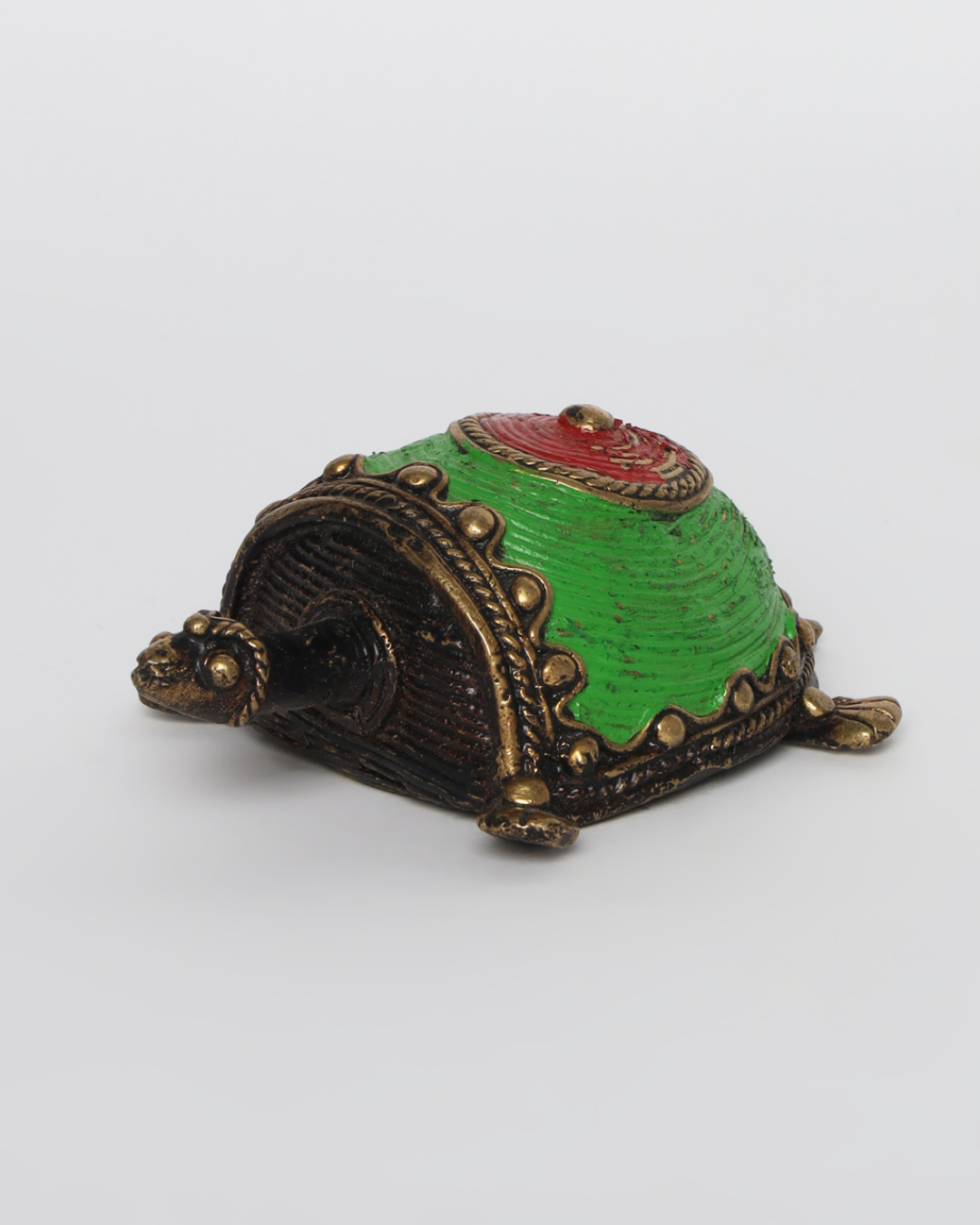 Sthula's Handcrafted Dokra Metal Tribal Decor (Green & Red Finish)