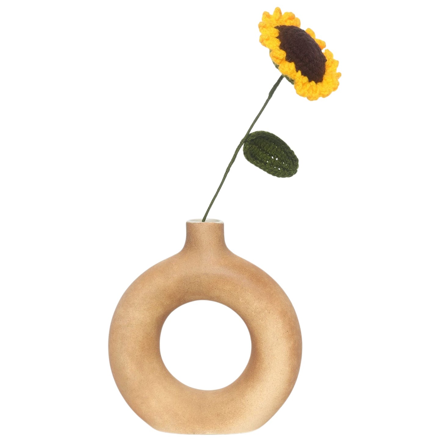 Sthula's Handmade Crochet Sunflower with Green Leaf & Stem