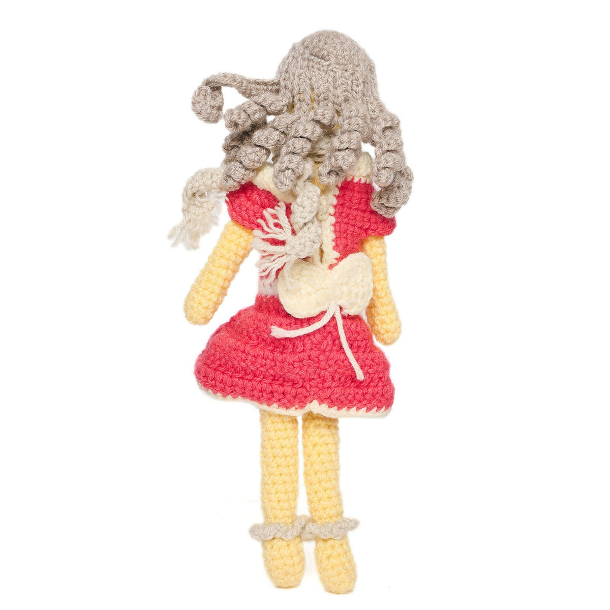 Sthula's Handmade Crochet Girl Doll in Pink Dress with Scarf