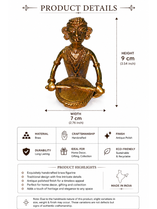 Sthula's Brass Tribal Musician Figurine