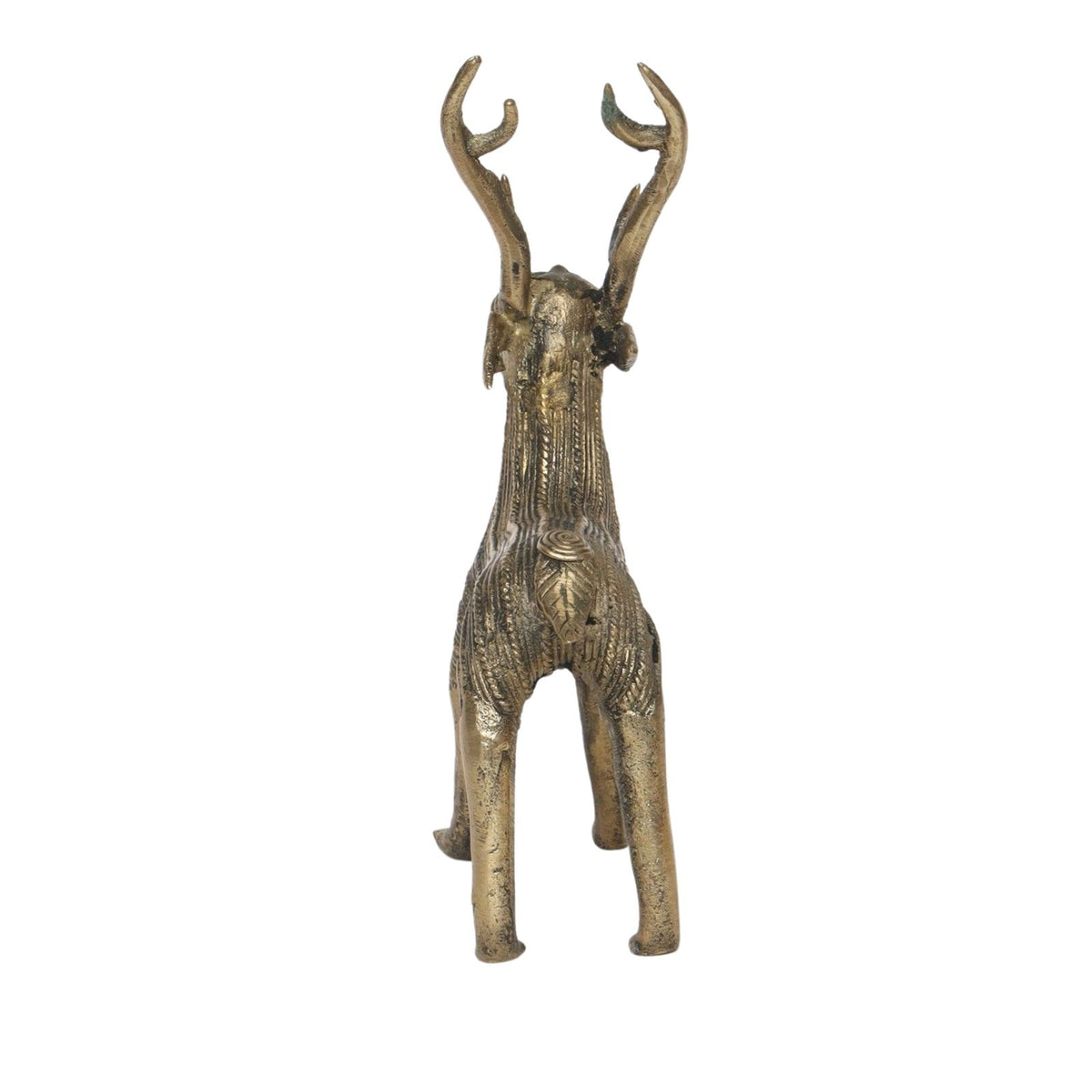 Sthula's Antique Brass Deer Figurine Showpiece