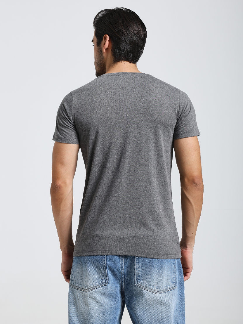 Sthula's Men Grey Melange Cotton T-Shirt