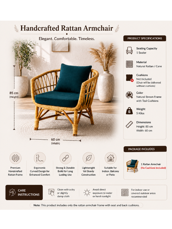 Sthula's Natural Brown Rattan Lounge Chair