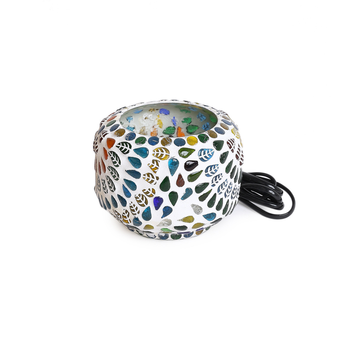 Sthula's Mosaic Floral Table Lamp – Multicolor, Glass