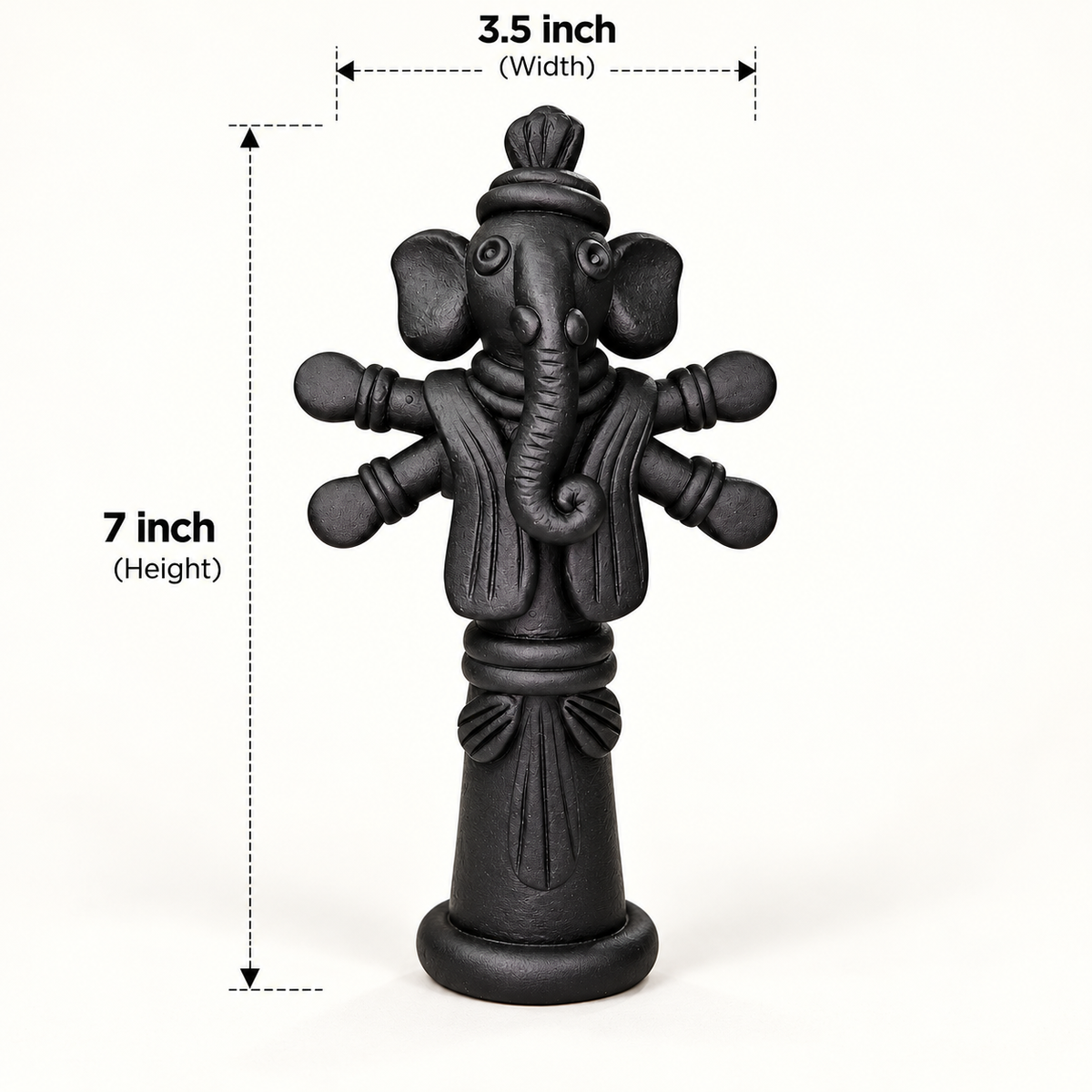 Sthula's Handmade Black Terracotta Standing Ganesha Idol