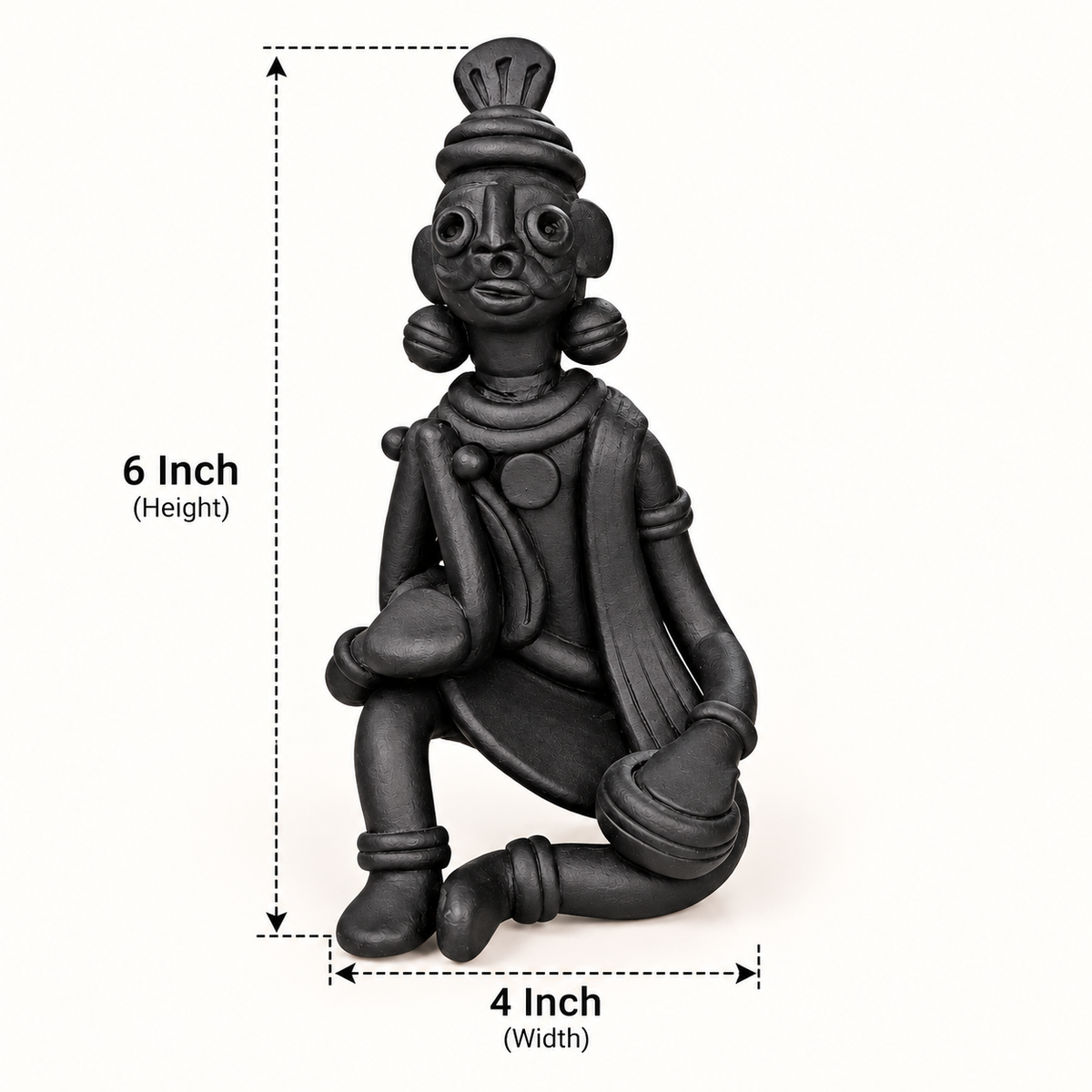 Sthula's Handmade Black Terracotta Tribal Figurine