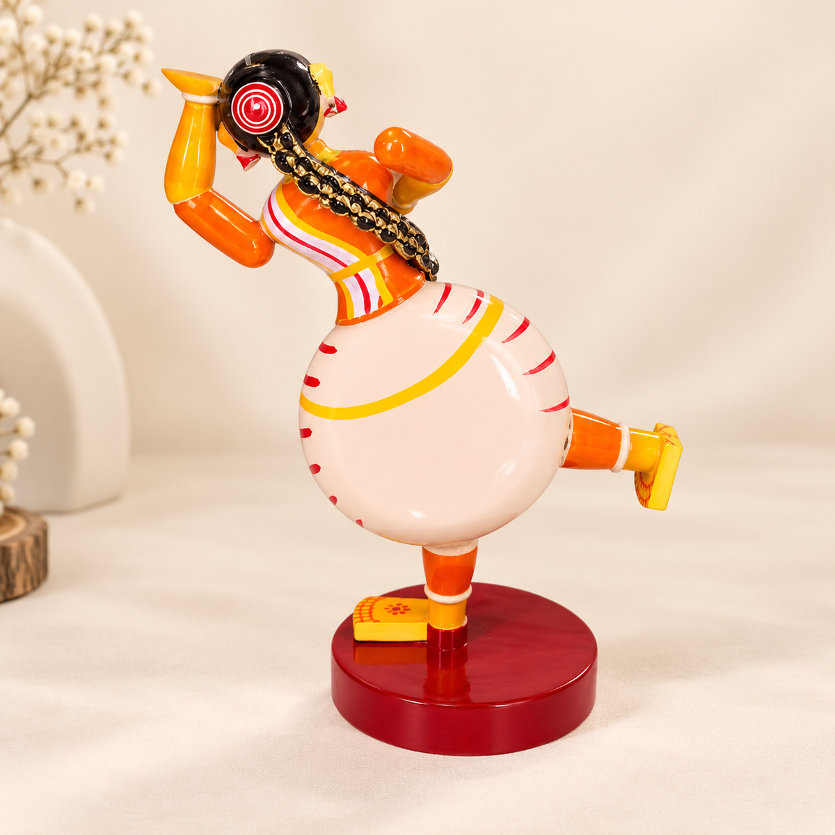 Sthulas Multicolor Traditional Dancer Wooden Figurine