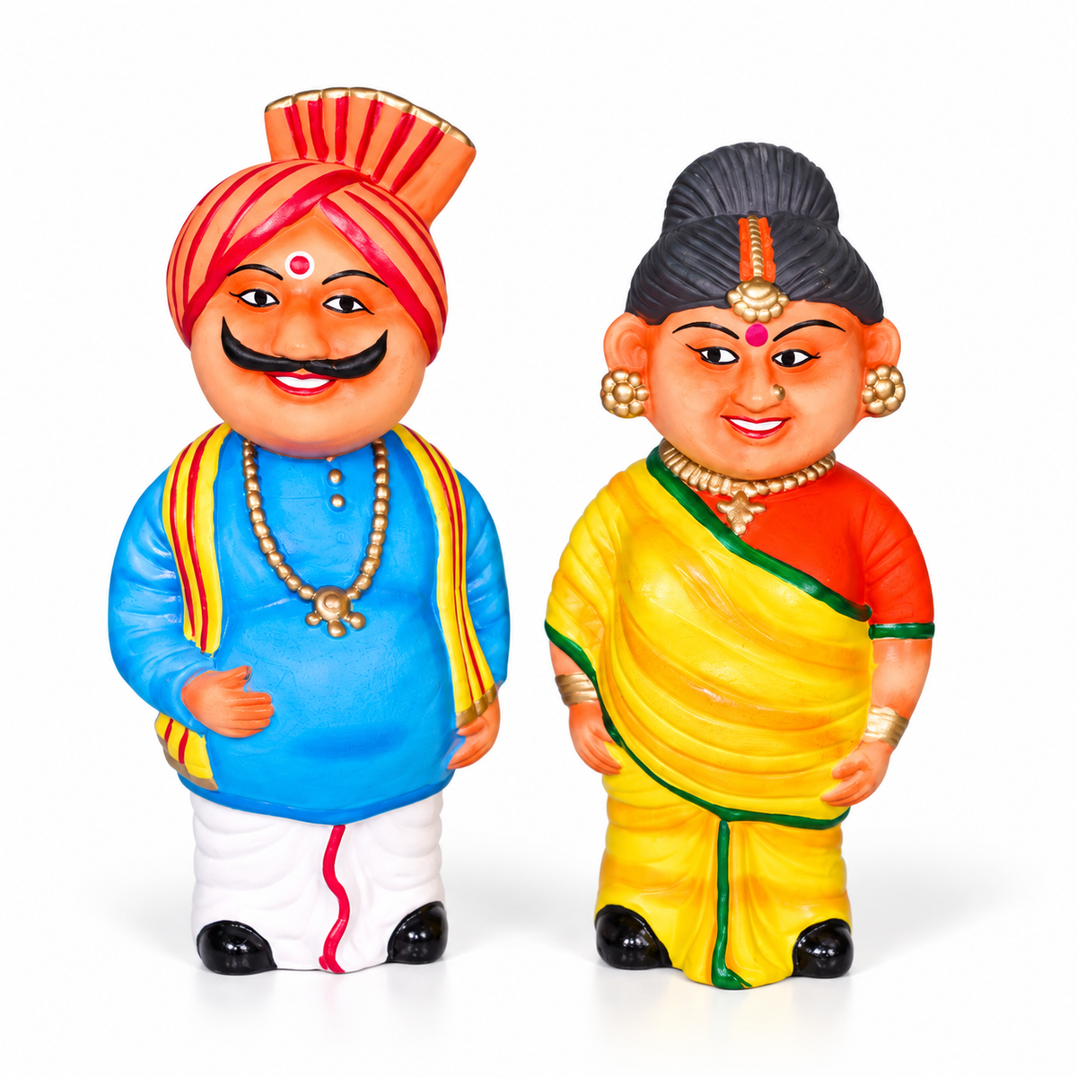 Sthula's Rajasthani Couple Multicolor Decorative Figurine Set
