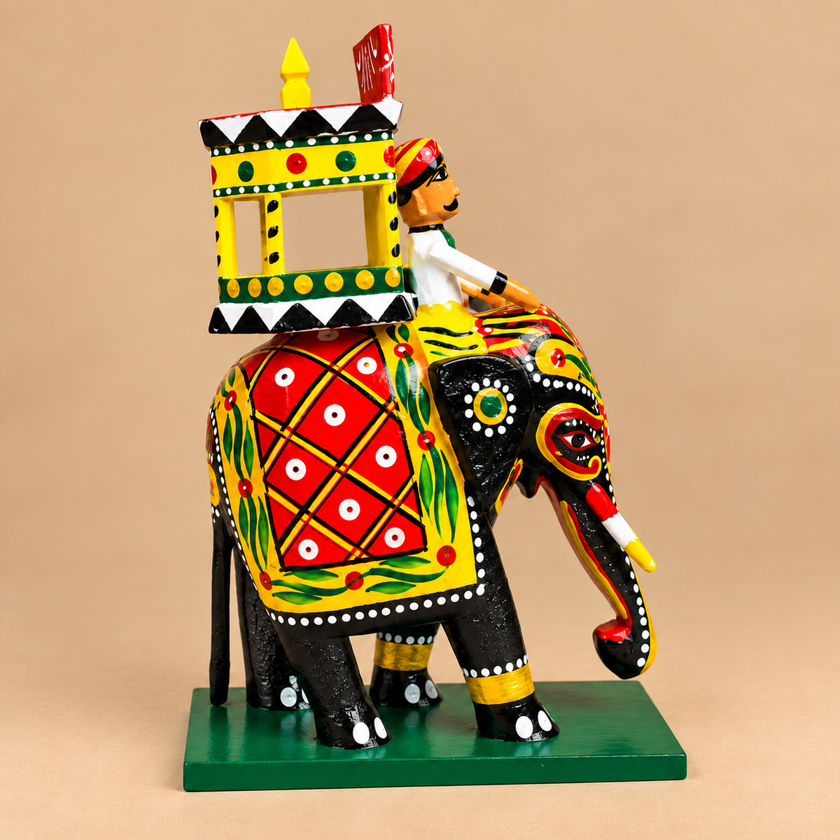 Sthula's Multicolor Wooden Elephant Decorative Showpiece