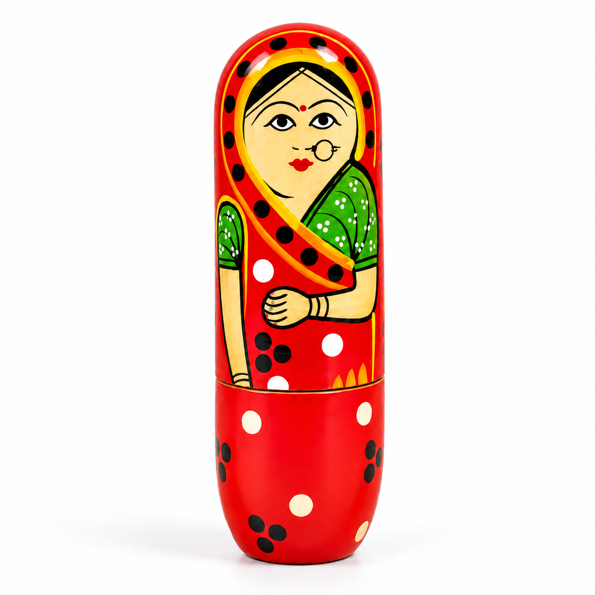 Sthula's Handmade Red Wooden Matryoshka Doll Set