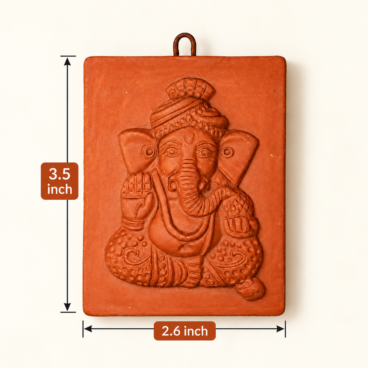 Sthula's Handmade Terracotta Orange Ganesha Wall Hanging