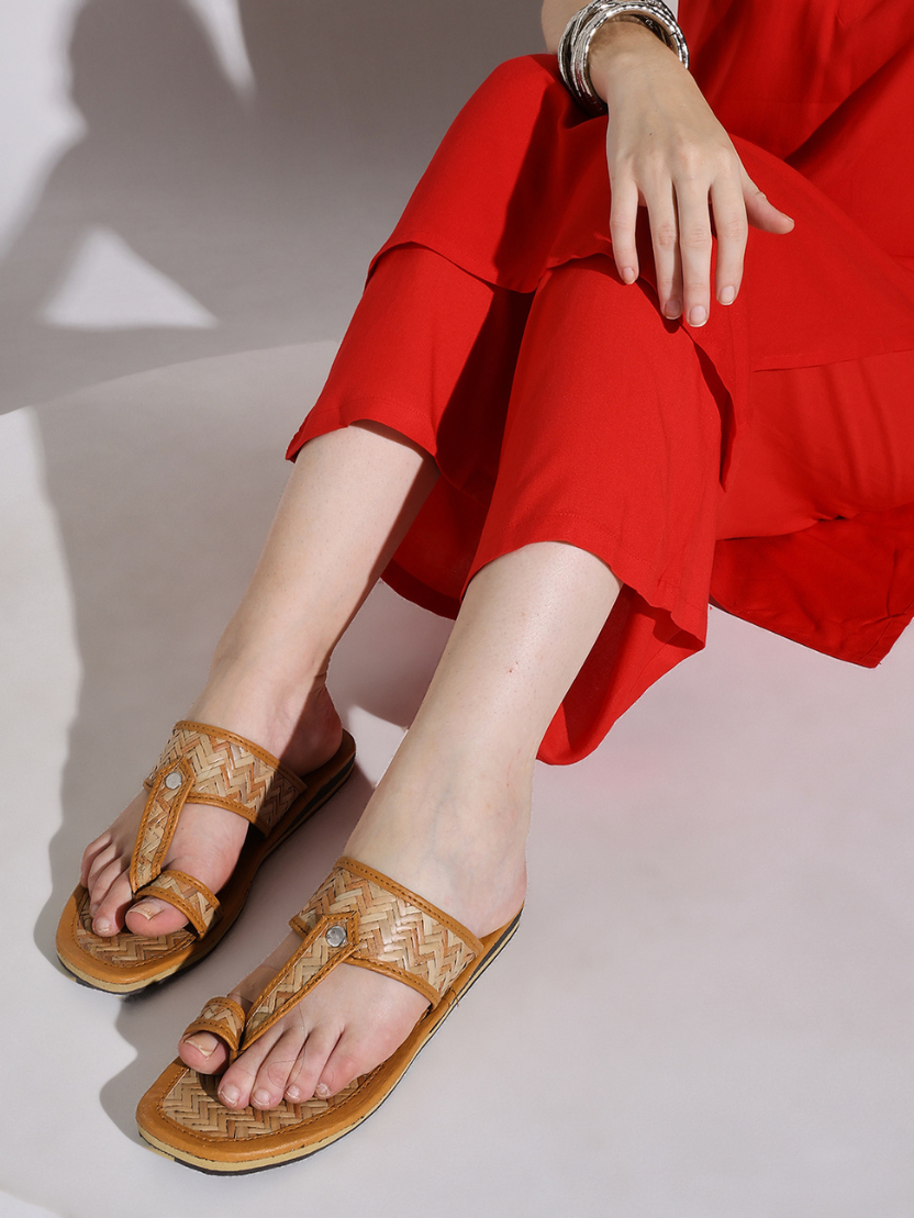 Sthula's Handcrafted Bamboo Women’s Slippers – Classic Natural