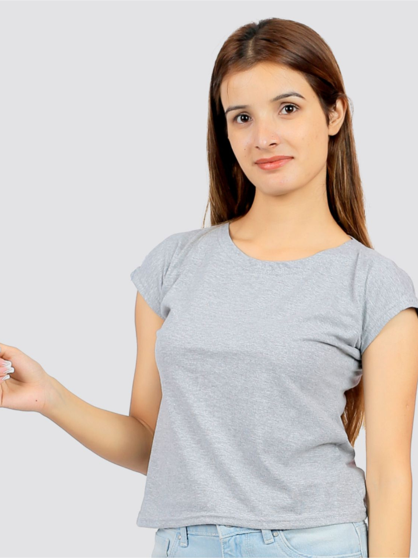 Sthula's Light Grey Cotton Crop Top for Women