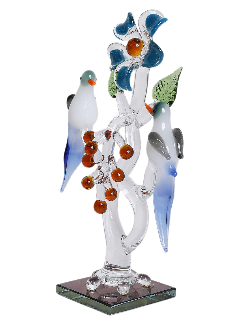 Sthula's Handcrafted Glass Birds & Flower Showpiece