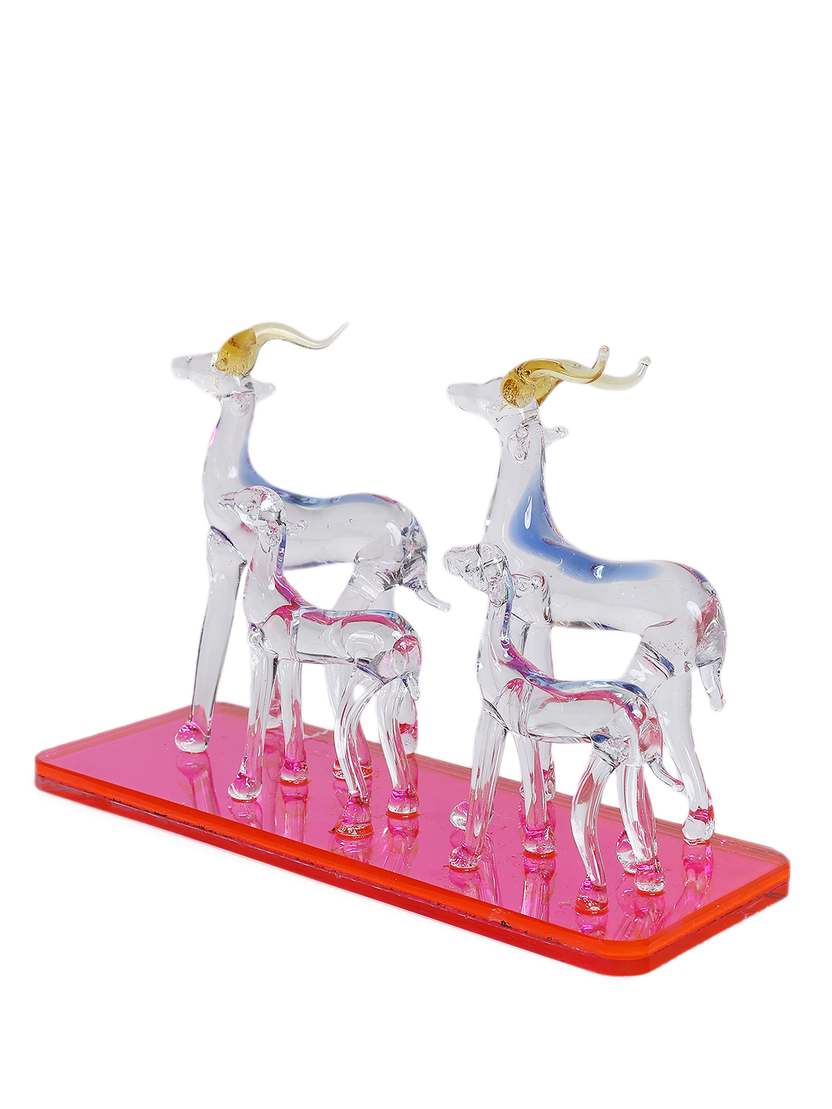Sthula's Handcrafted Glass Deer Family Showpiece