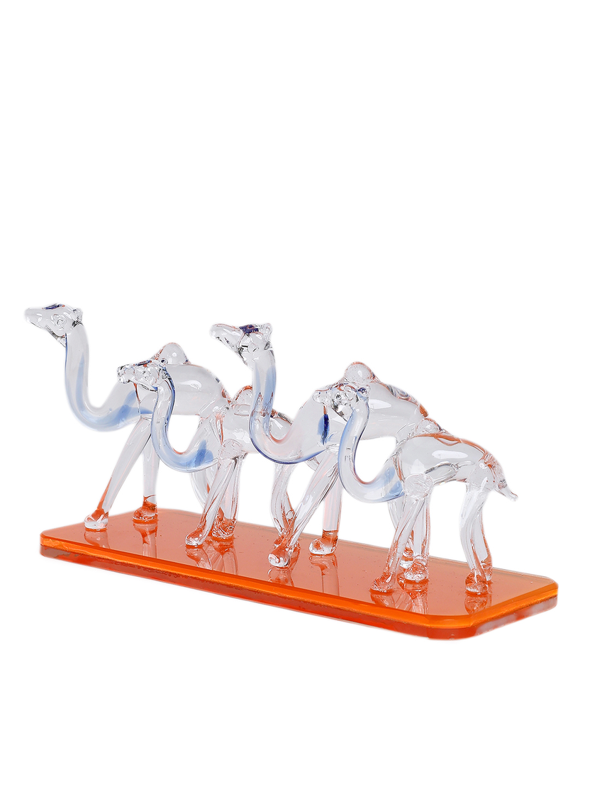 Sthula's Handcrafted Glass Camel Family Showpiece