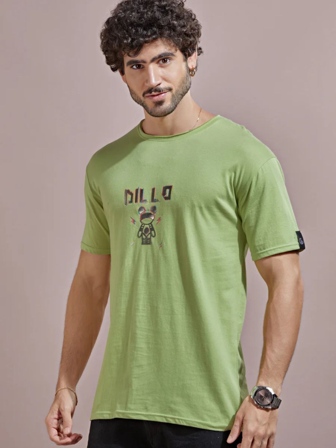 Dillo Printed rough green men's t-shirt