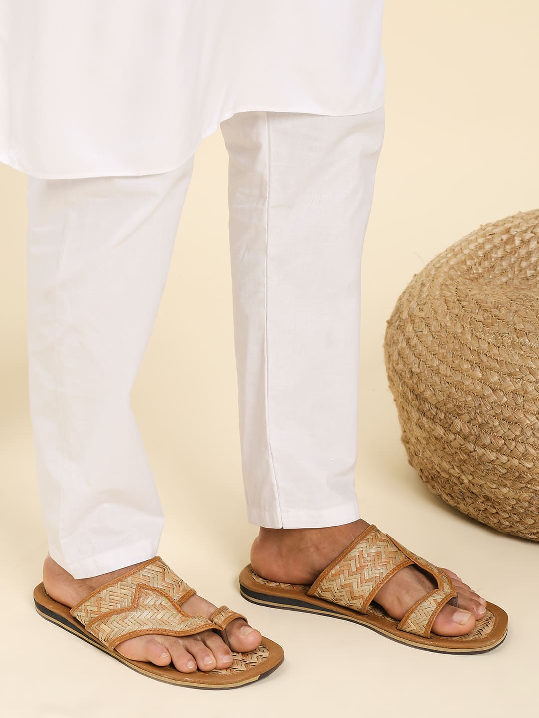 Men's Handwoven Leather Kolhapuri Sandals – Ethnic Slip-On Chappals