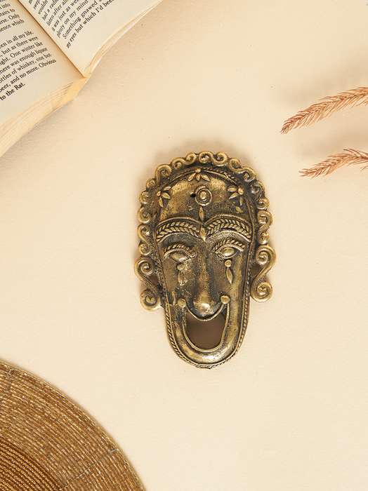 Handcrafted dokra Tribal Wall Mask | Antique Finish Metal Wall Art for Home & Office Décor