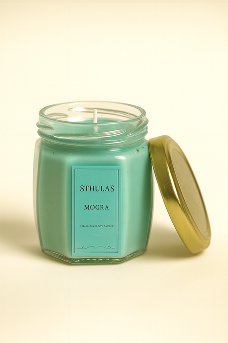 Mogra Scented Candle | Handcrafted Soy Wax Candle with Fresh Jasmine Fragrance – Sthulas