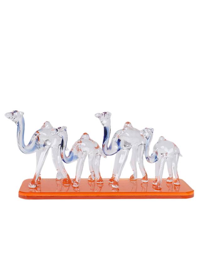 Handcrafted Glass Camel Family Showpiece | Elegant Desert-Themed Home Décor – Sthulas