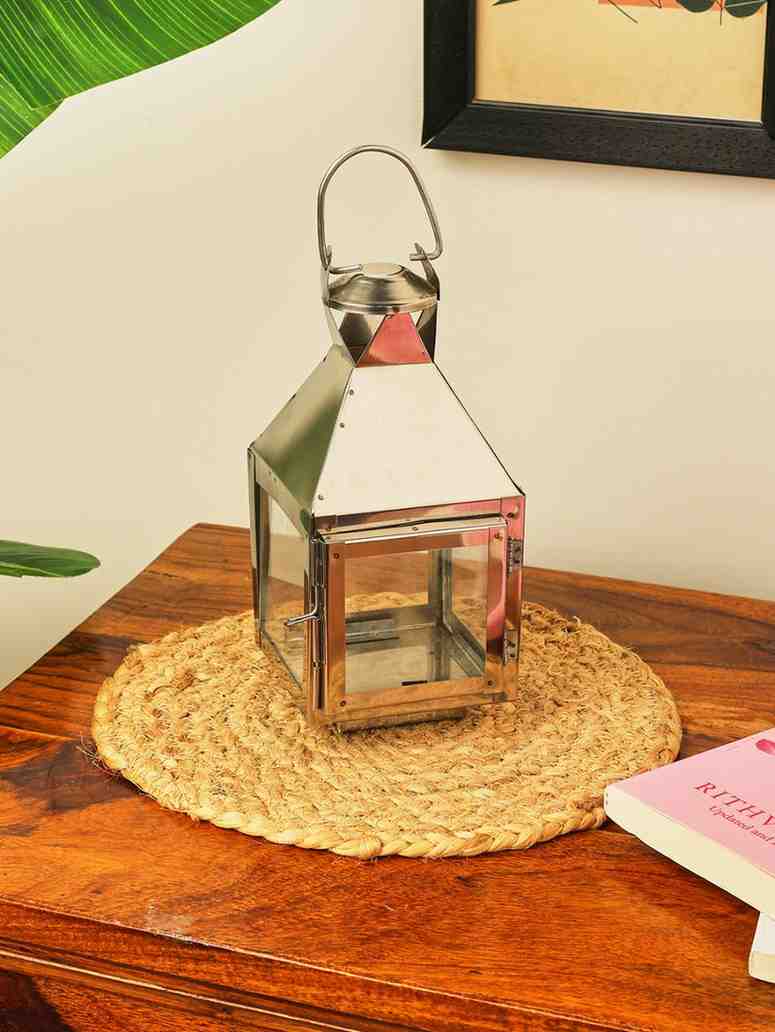 Modern Stainless Steel Lantern | Decorative Glass deeya Holder by Sthulas