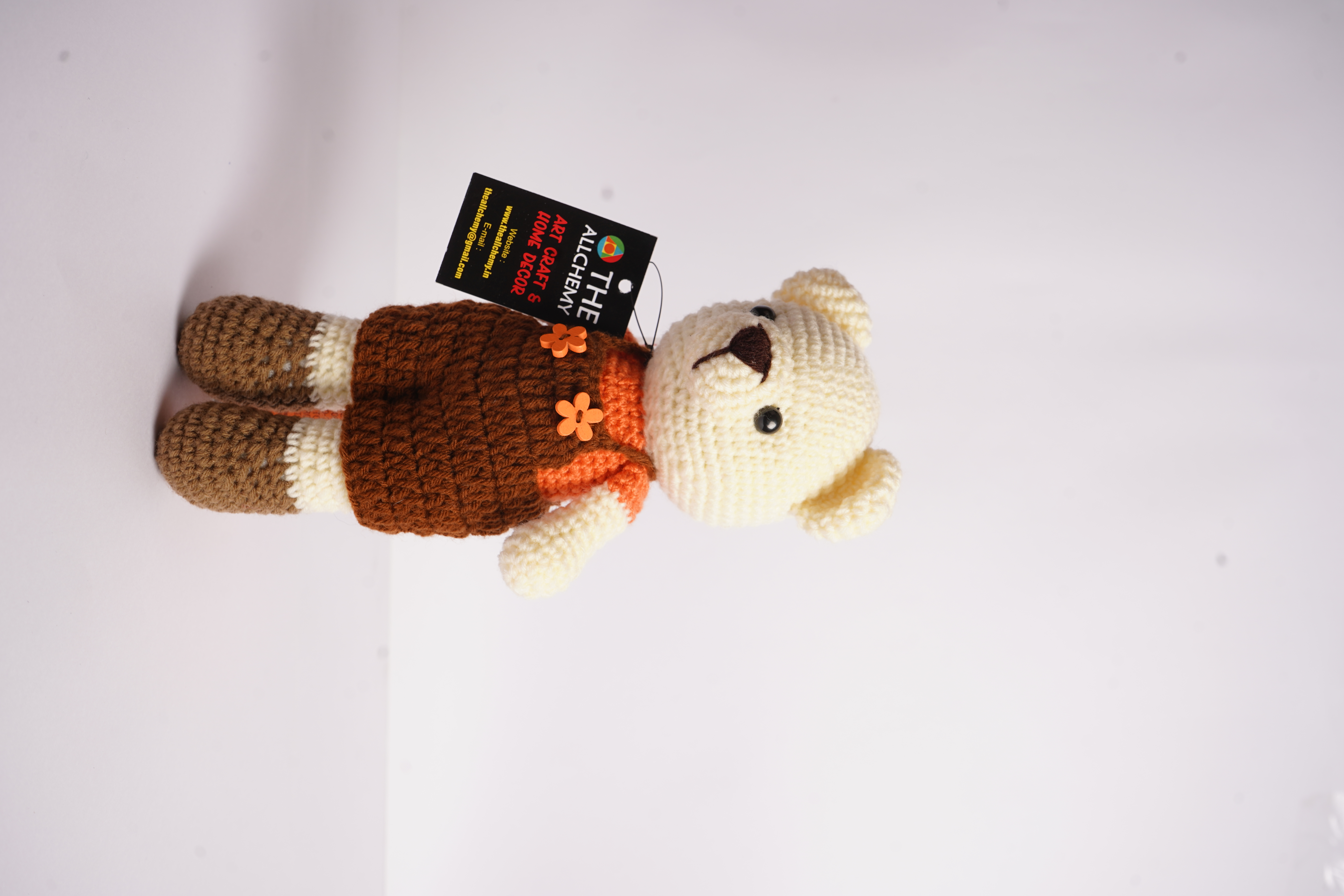 Handmade Crochet Teddy Bear Soft Toy for Kids – Brown Dungaree Plush Toy | Gift for Babies & Toddlers