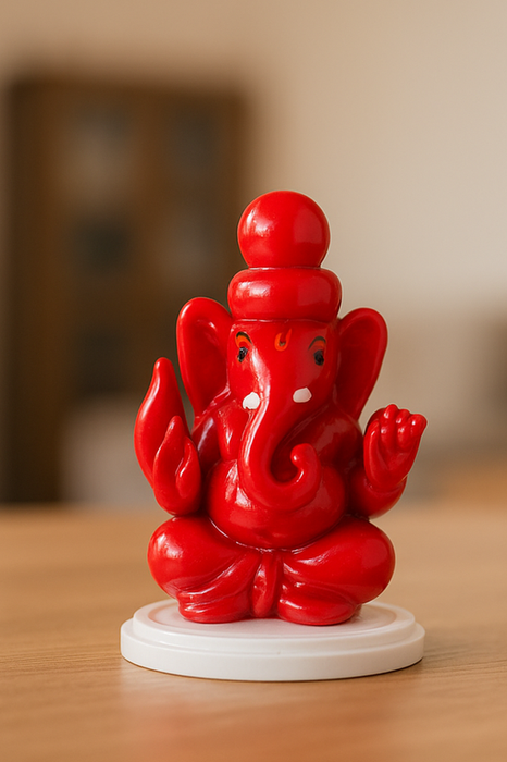 Handcrafted Red Ganesha Idol for Home Decor & Gift | Eco-Friendly Ganesh Murti