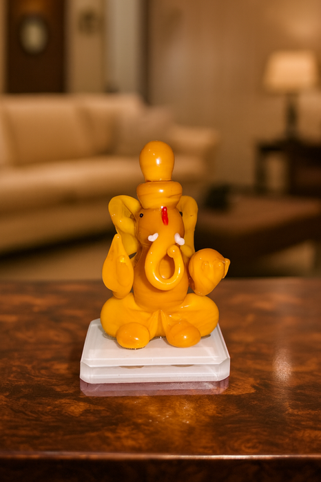 Handcrafted Yellow Ganesha Idol for Home Décor | Resin Ganesh Murti for Car Dashboard & Office Table