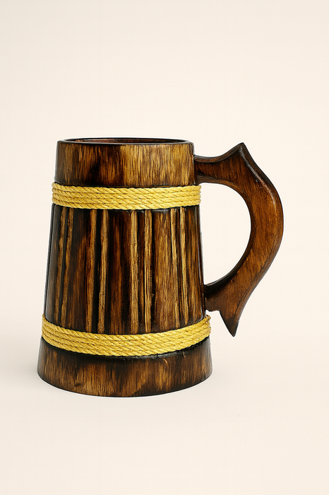 Handcrafted Wooden-Style Beer Mug | Vintage Rustic Drinkware Cup for Home & Gifting