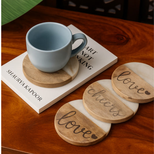 Sthula's Wooden Coaster Set of 4 – Love & Cheers Decorative Drink Coasters