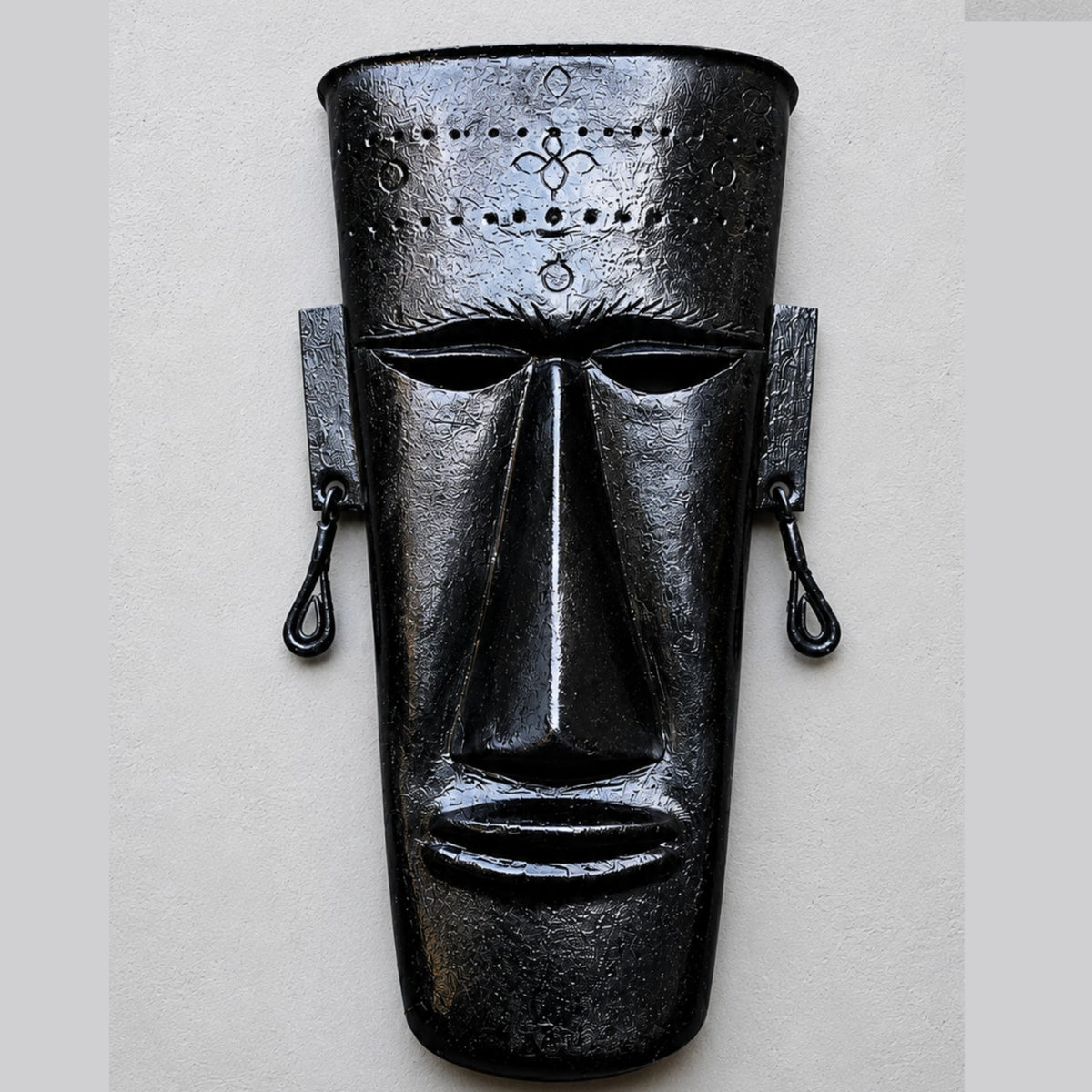 Sthula's Handmade Black Metal Tribal Face Wall Mask