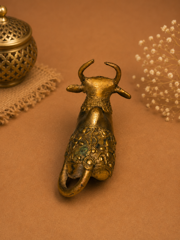 Sthula's Handmade Antique Brass Bull Figurine
