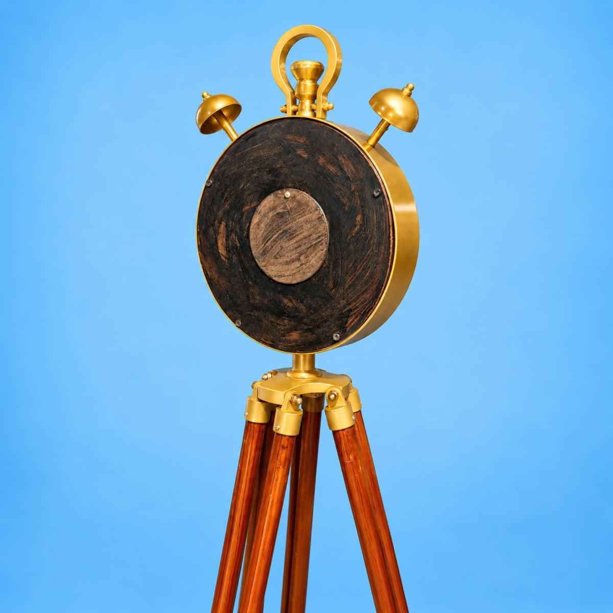 Sthula's Vintage Golden Wooden Tripod Alarm Floor Clock