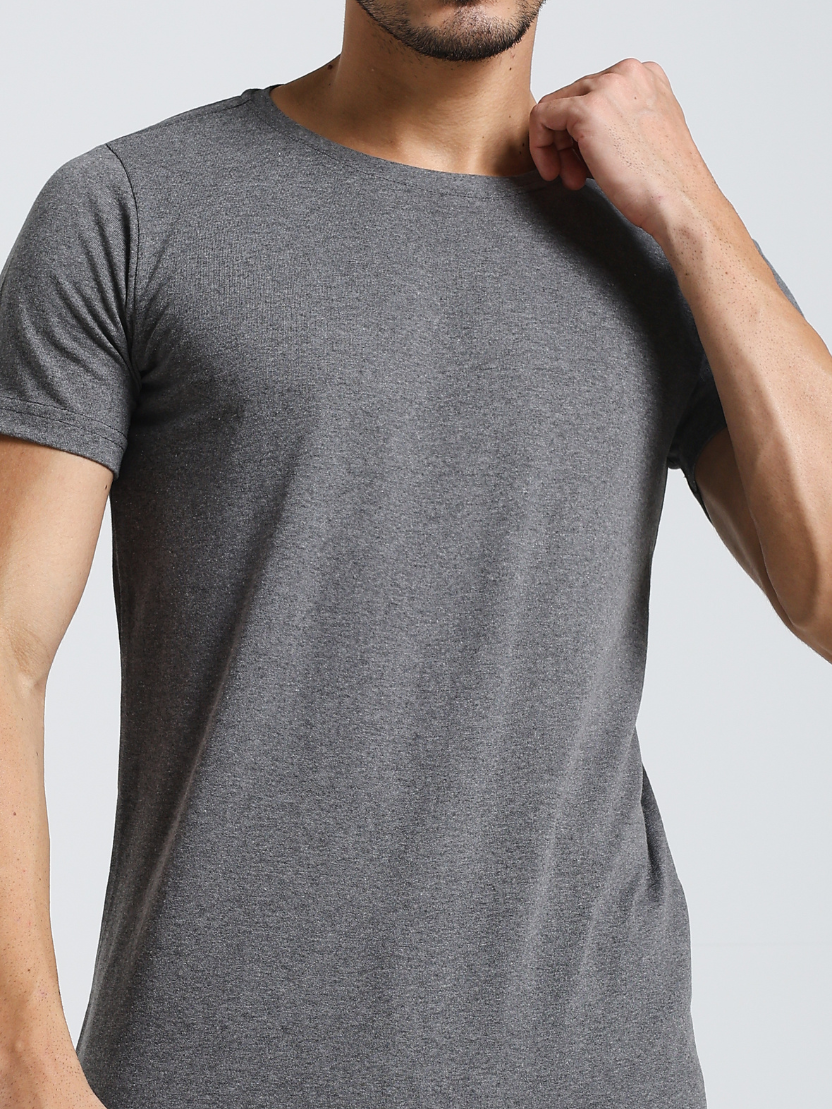 Sthula's Men Grey Melange Cotton T-Shirt